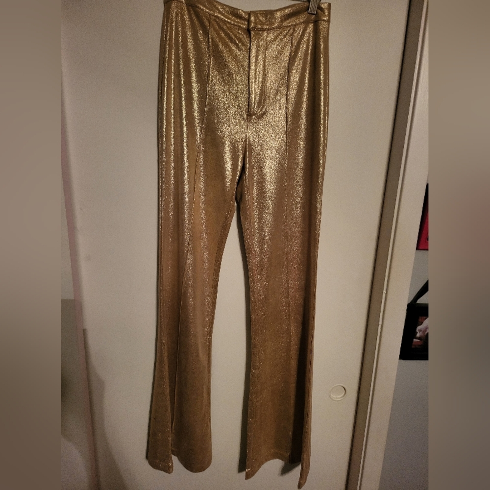 Gold flare pants